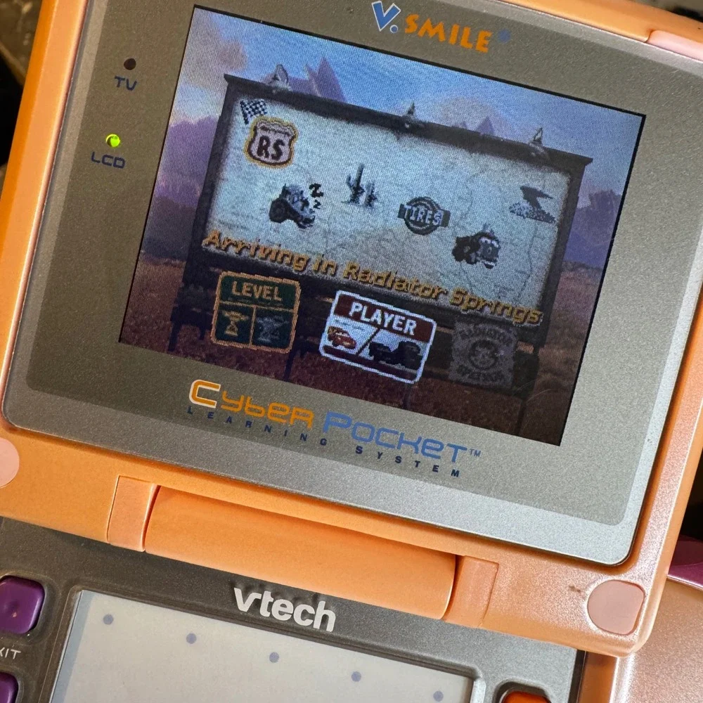 VTech V.Smile Cyber Pocket Pink Handheld Learning System 5 Games Manuals Stylus